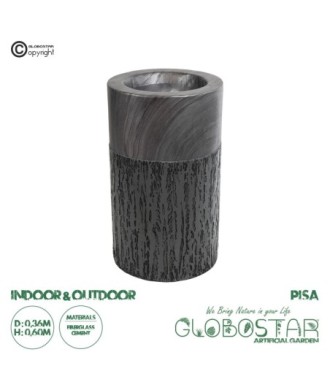GloboStar® Artificial Garden PISA 20761 Επιδαπέδιο Πολυεστερικό Τσιμεντένιο Κασπώ Γλάστρα - Flower Pot Γκρι Ανθρακί Φ36 x Υ60cm